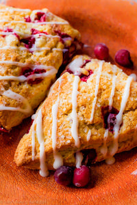 Pumpkin Cranberry Scones with Orange Glaze