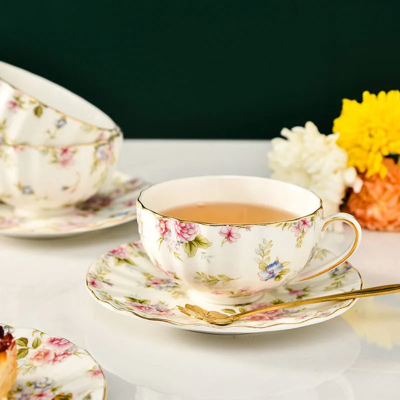 Ivory Bone China Teacup and Saucer