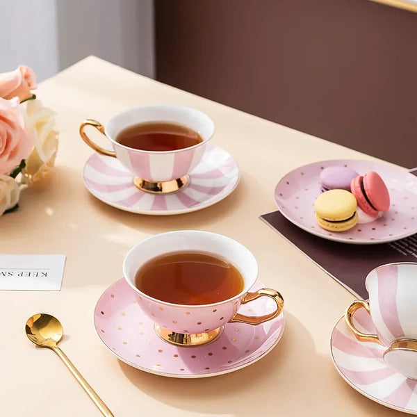 Pink and Gold Ceramic Teacups - 2 styles