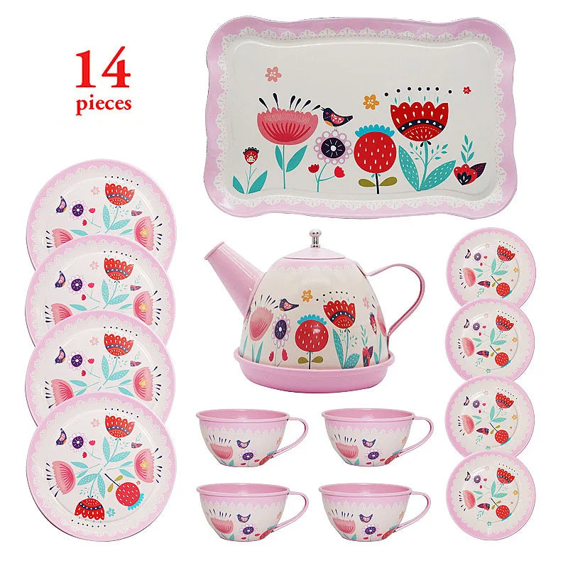 14 Piece Children's Tea Set - Pretend Play Toy for Toddlers and Kids' Kitchen & Afternoon Tea, Early Education Play Set for Imaginative Learning