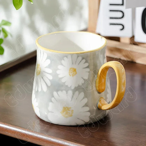 Yellow and Grey Daisy Mug