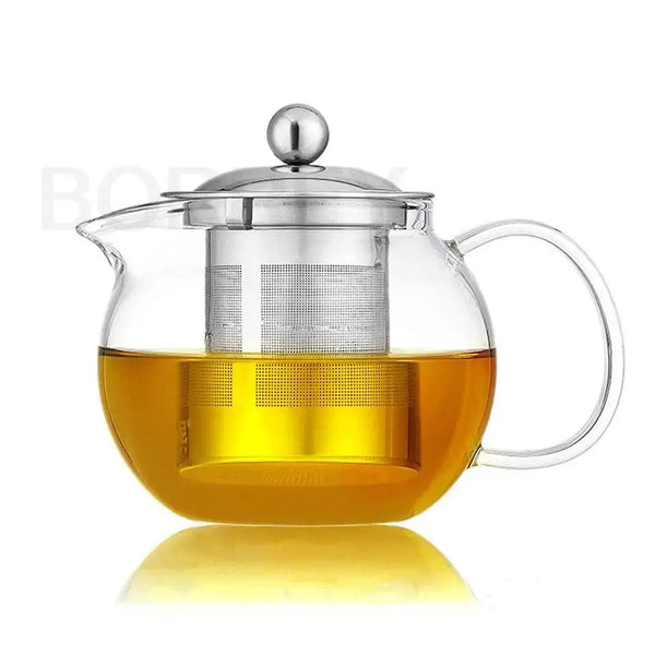 Glass teapot with loose leaf tea infuser