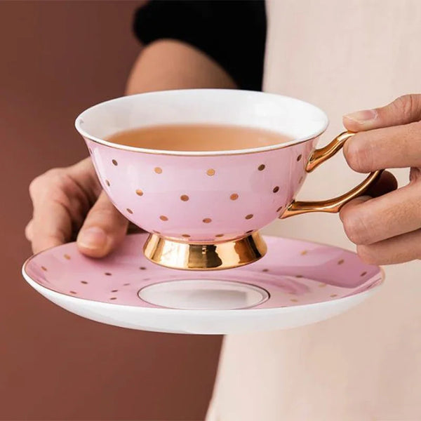 Pink and Gold Ceramic Teacups - 2 styles