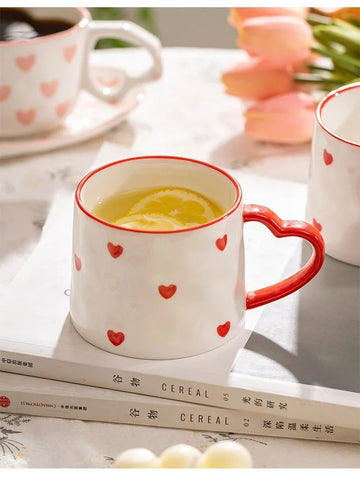 Red and white heart mug