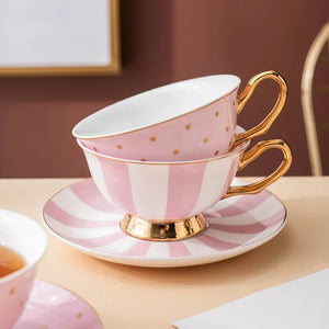 Pink and Gold Ceramic Teacups - 2 styles