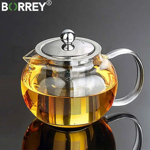 Glass teapot with loose leaf tea infuser